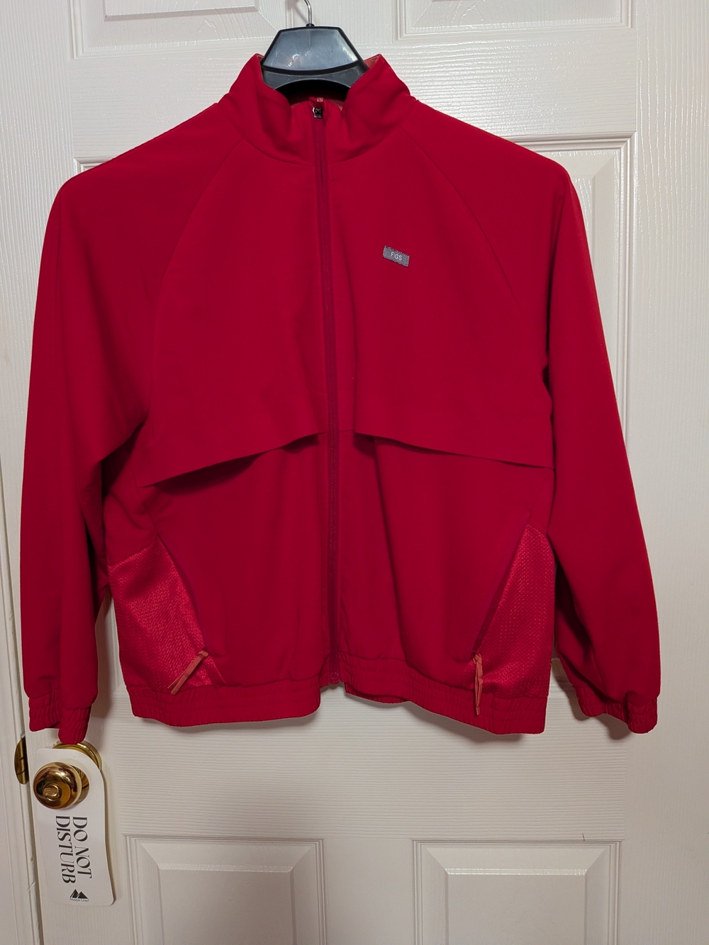 Figs Women's Bright Red Full-Zip Bomber Jacket